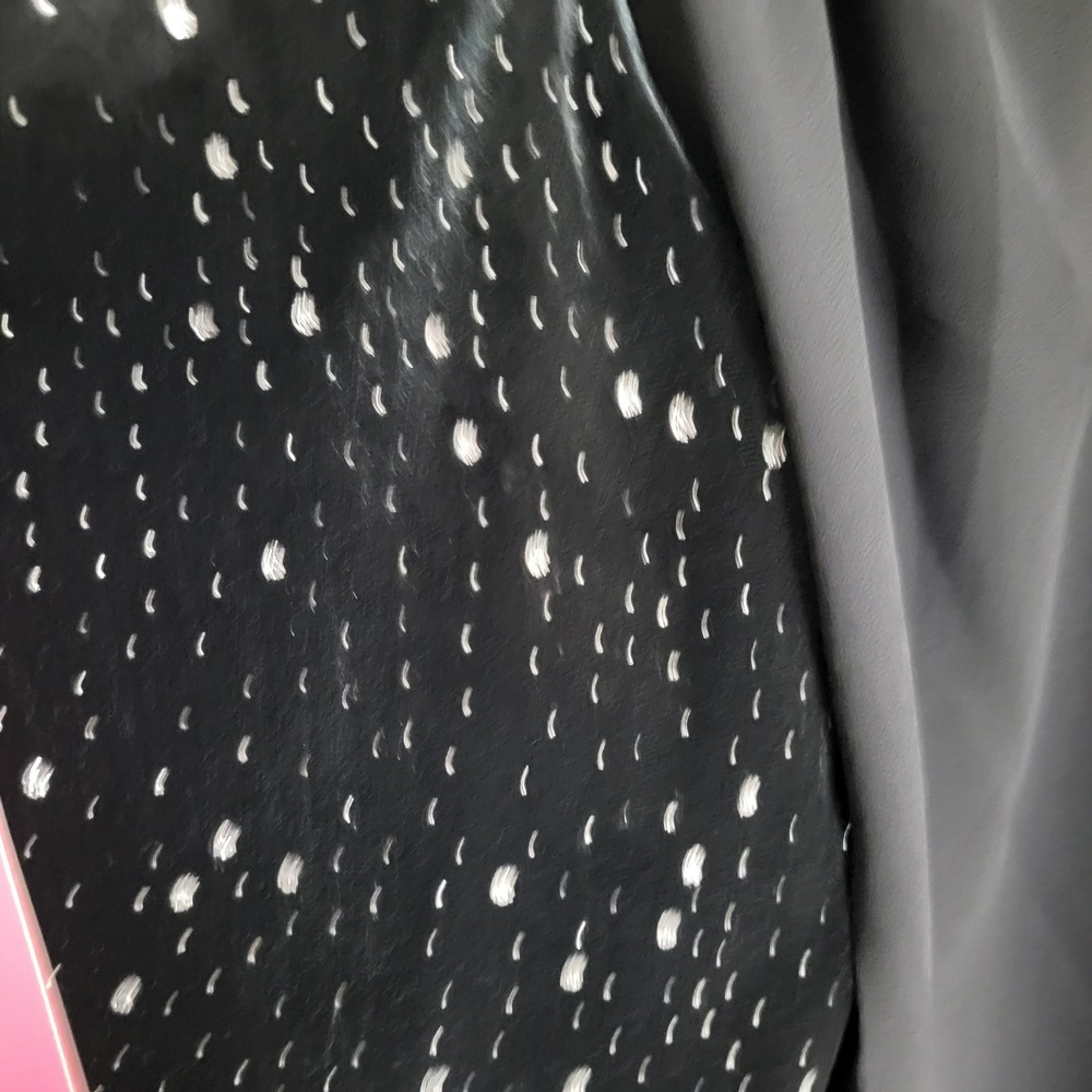 With Jules XL Black Velvet Glitter Starburst Sheer Puff Sleeve Dress Ruched Side - Picture 2 of 9